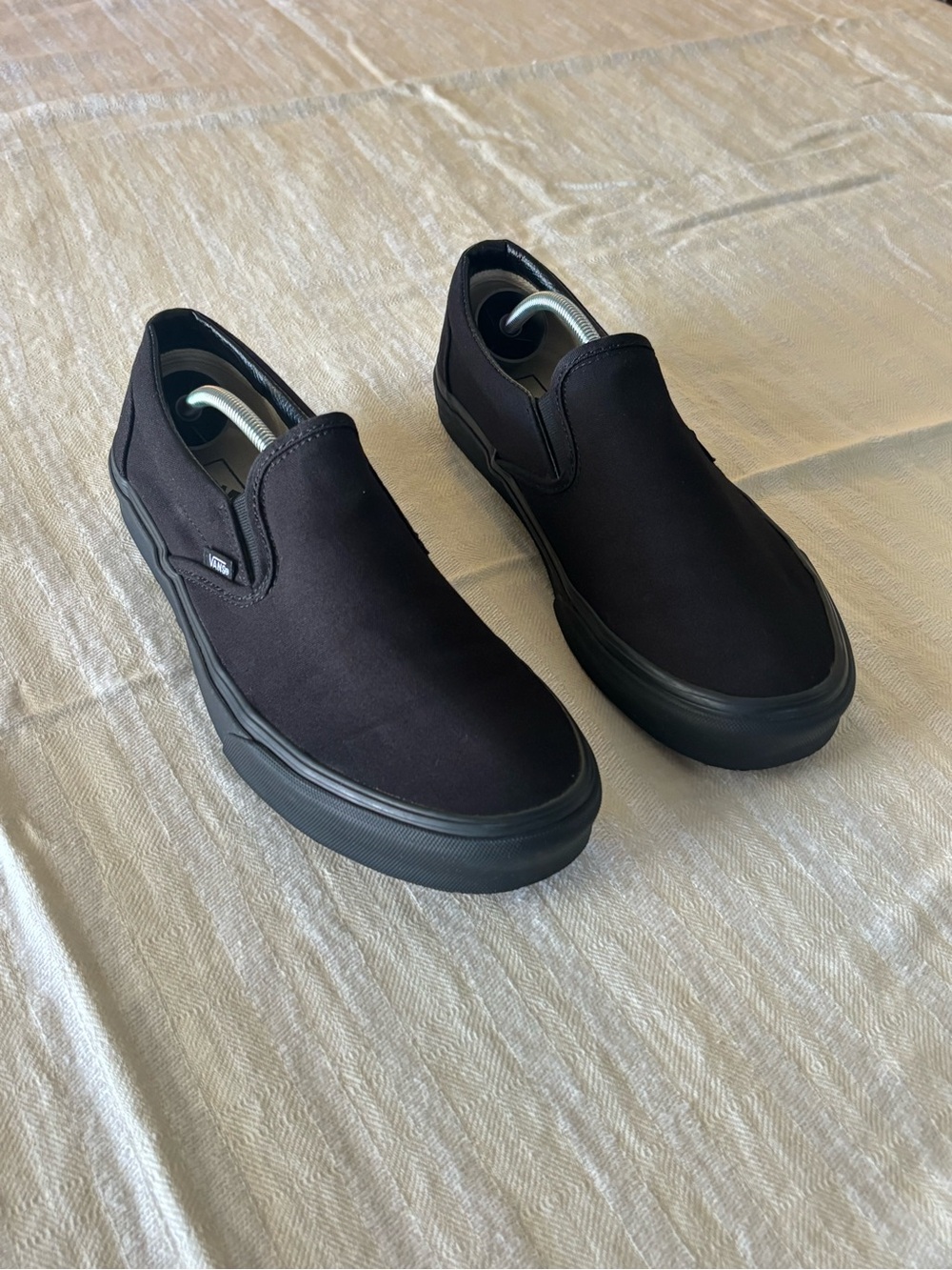 Vans Asher Canvas All Black Slip-On Classic Skate Shoe Sneaker Men Size 10